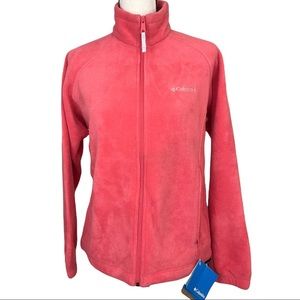 SOLD! Columbia June Lake Sweater Pink Salmon Full Zip Mock Neck Sweater Small